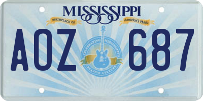 MS license plate AOZ687