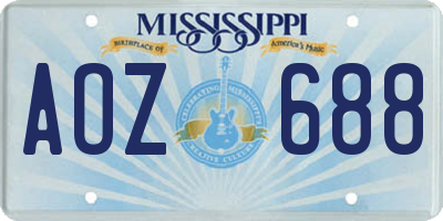 MS license plate AOZ688