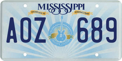 MS license plate AOZ689