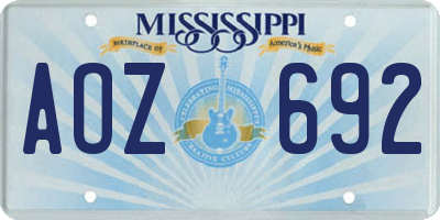 MS license plate AOZ692