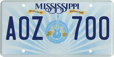 MS license plate AOZ700