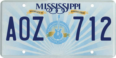 MS license plate AOZ712