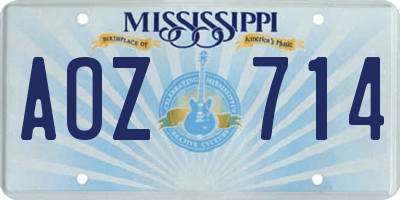 MS license plate AOZ714
