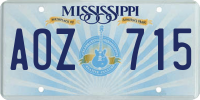 MS license plate AOZ715