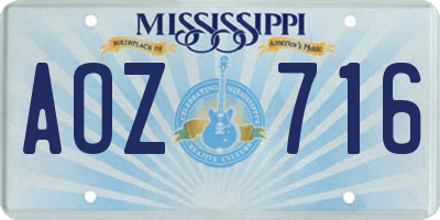 MS license plate AOZ716