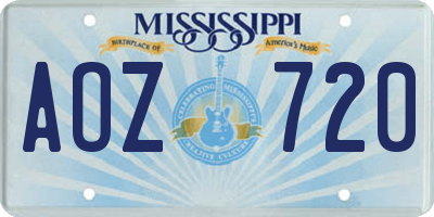 MS license plate AOZ720