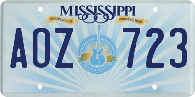 MS license plate AOZ723
