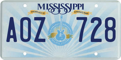 MS license plate AOZ728