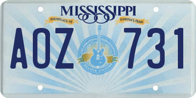 MS license plate AOZ731