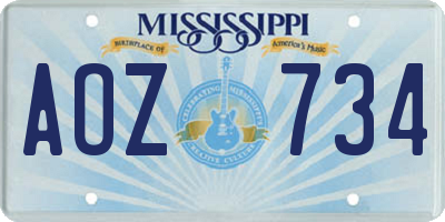 MS license plate AOZ734