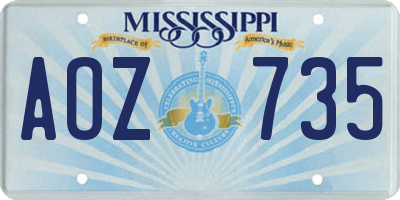 MS license plate AOZ735