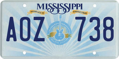 MS license plate AOZ738