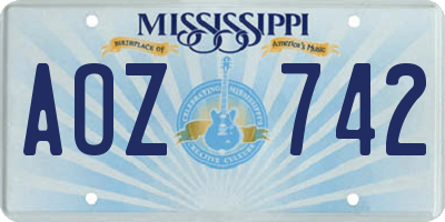 MS license plate AOZ742
