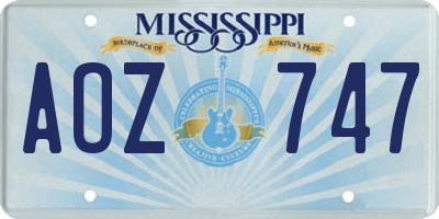 MS license plate AOZ747