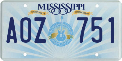 MS license plate AOZ751