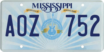 MS license plate AOZ752