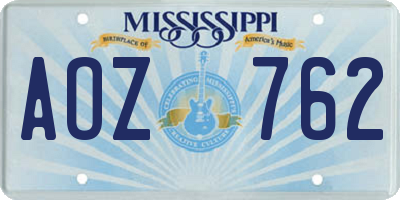 MS license plate AOZ762