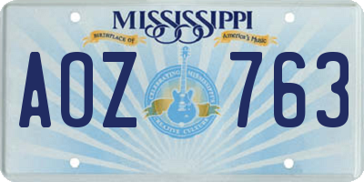 MS license plate AOZ763