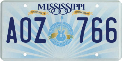 MS license plate AOZ766