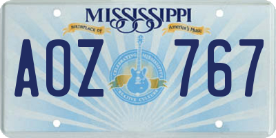 MS license plate AOZ767