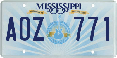 MS license plate AOZ771