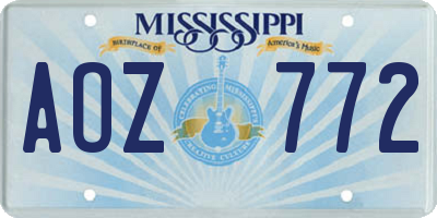 MS license plate AOZ772