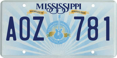 MS license plate AOZ781