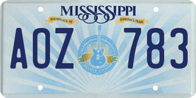 MS license plate AOZ783