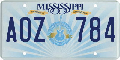 MS license plate AOZ784