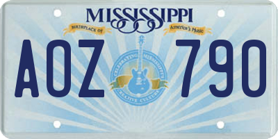 MS license plate AOZ790