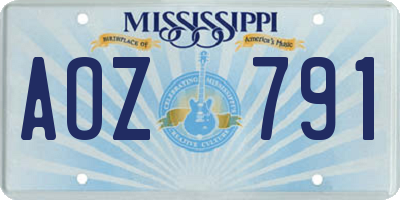 MS license plate AOZ791