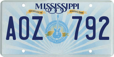 MS license plate AOZ792