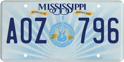 MS license plate AOZ796