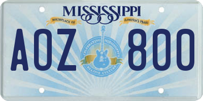 MS license plate AOZ800