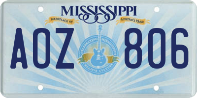 MS license plate AOZ806
