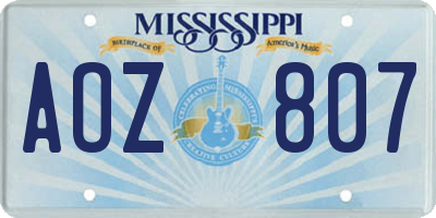 MS license plate AOZ807