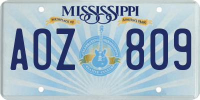 MS license plate AOZ809