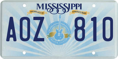 MS license plate AOZ810
