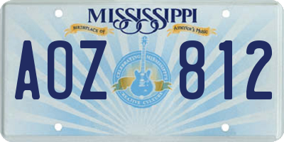MS license plate AOZ812