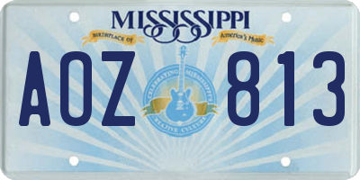 MS license plate AOZ813