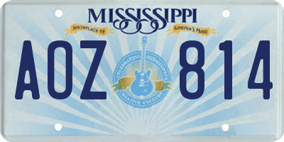 MS license plate AOZ814