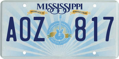 MS license plate AOZ817