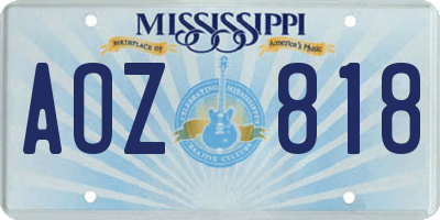 MS license plate AOZ818