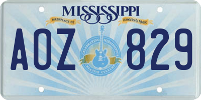 MS license plate AOZ829