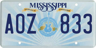 MS license plate AOZ833