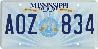 MS license plate AOZ834