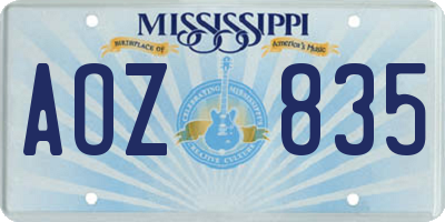 MS license plate AOZ835
