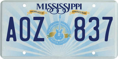 MS license plate AOZ837