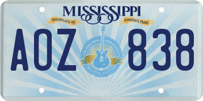 MS license plate AOZ838