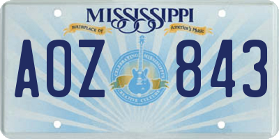 MS license plate AOZ843